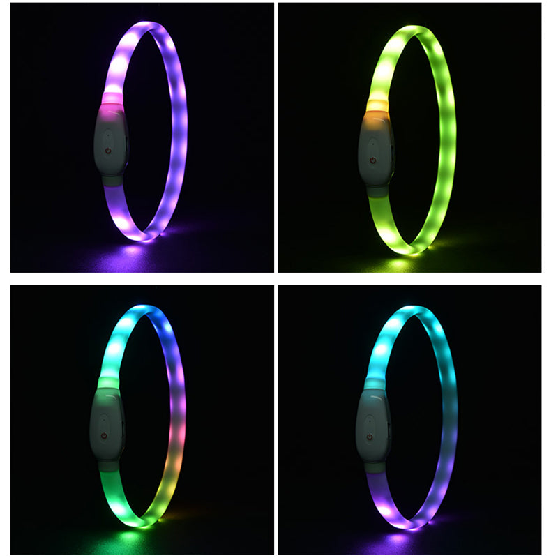 Bright LED Pet Collar Rechargeable USB for Safer Night Adventures